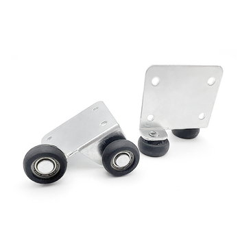 Rola pentru uși glisante – cu două roți inferioare, model Sliding door pulley-112, material Fier, aplicație: uși glisante pentru uz casnic