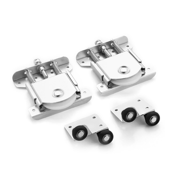 Rola pentru uși glisante – cu două roți inferioare, model Sliding door pulley-112, material Fier, aplicație: uși glisante pentru uz casnic