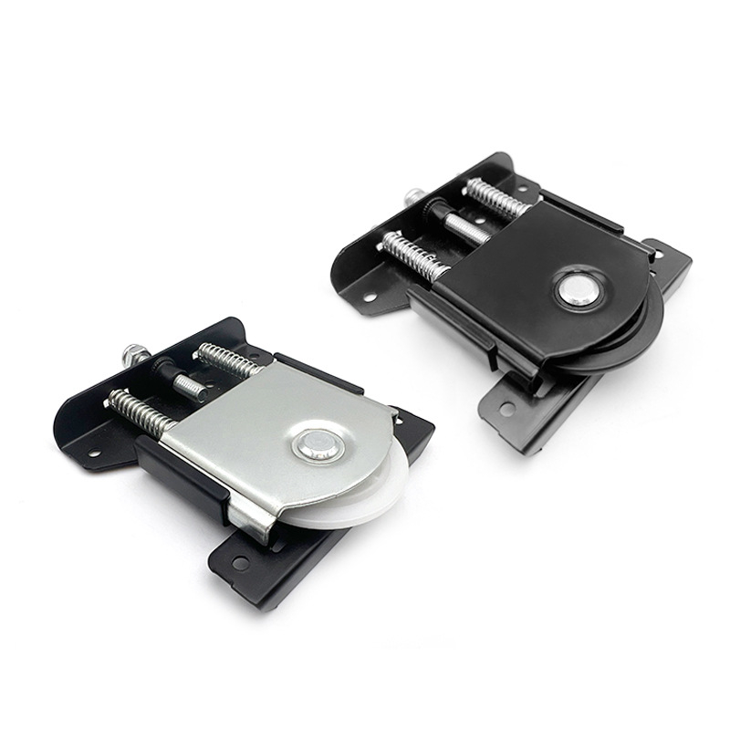 Rola pentru uși glisante – cu două roți inferioare, model Sliding door pulley-112, material Fier, aplicație: uși glisante pentru uz casnic