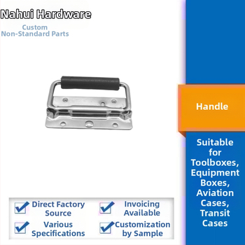 304 rozsdamentes acélból készült fogantyú szerszámtartókhoz és dobozokhoz bőr fogantyúval (szegecselt csatlakozás; felületkezelés: rezgő csiszolás; készülékekhez, szállító dobozokhoz és repülő dobozokhoz)
