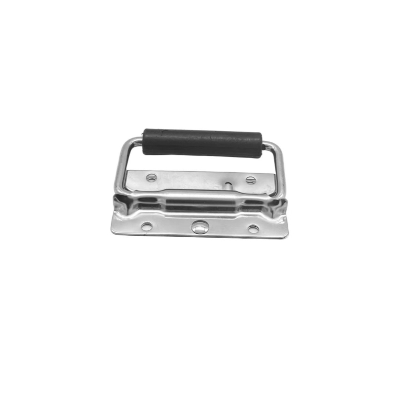 304 rozsdamentes acélból készült fogantyú szerszámtartókhoz és dobozokhoz bőr fogantyúval (szegecselt csatlakozás; felületkezelés: rezgő csiszolás; készülékekhez, szállító dobozokhoz és repülő dobozokhoz)