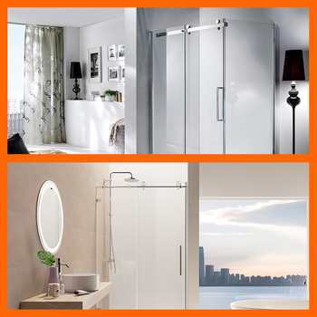 Set accesorii ușă baie — oțel inoxidabil 304, profil pătrat, pentru uși glisante din sticlă, separare uscat-umed, model XXJ-002, brand Xinxiongjia, stil modern minimalist