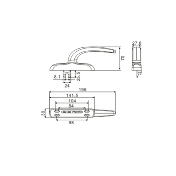 Echipament hardware pentru ferestre din aliaj de aluminiu – mâner interior de deschidere întărit, mâner plat de acționare pentru fereastră cu deschidere laterală, stil modern minimalist, model JS-ZS804, prelucrare personalizată