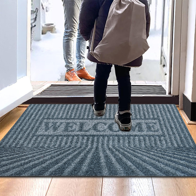 Bejárati szőnyeg embossált felülettel, nedvszívó, csúszásmentes, téglalap alakú, TPE alátét