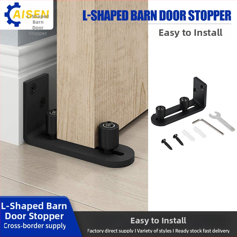 L alakú lengő stopper csűr ajtóhoz – szénacél, padlóvezető, alsó stopper