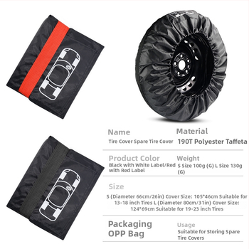 Husă pentru anvelopa de rezervă auto, impermeabilă și rezistentă la umezeală, 190T poliester tafta, Lingtuan