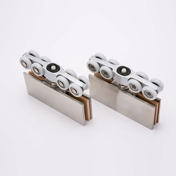 Négyzet alakú üveges ajtó függő görgő — Anyag: Vas/Rozsdamentes acél; Modell: 4015; Márka: Titanium Ya; Kötélbarázda sugár: 23; Feldolgozás: Mintavételes testreszabás