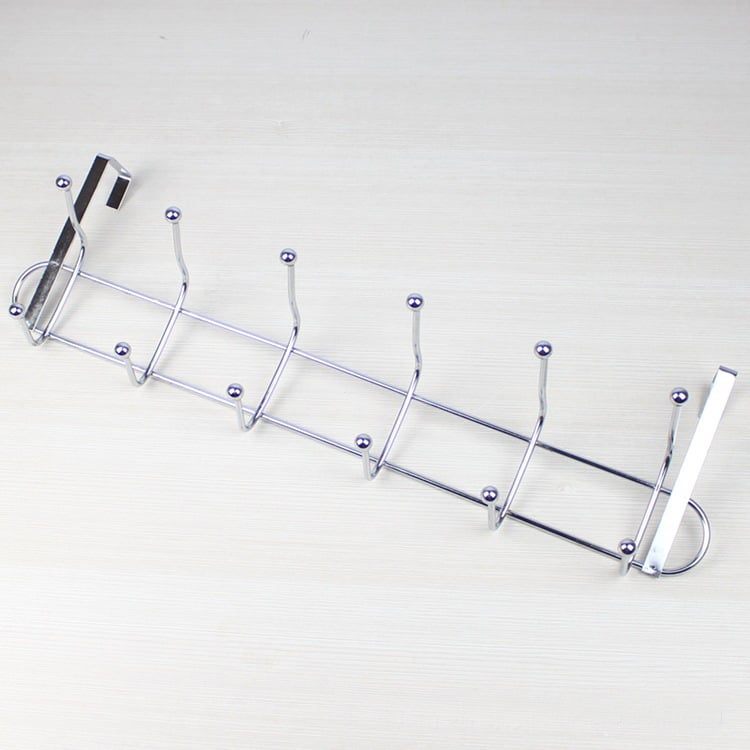 Vasból készült, hátul az ajtóhoz rögzíthető 6-soros kampó, szögek nélkül, alkalmas szekrények és ablakok felakasztására, modern minimalist stílus, max terhelés 10 kg