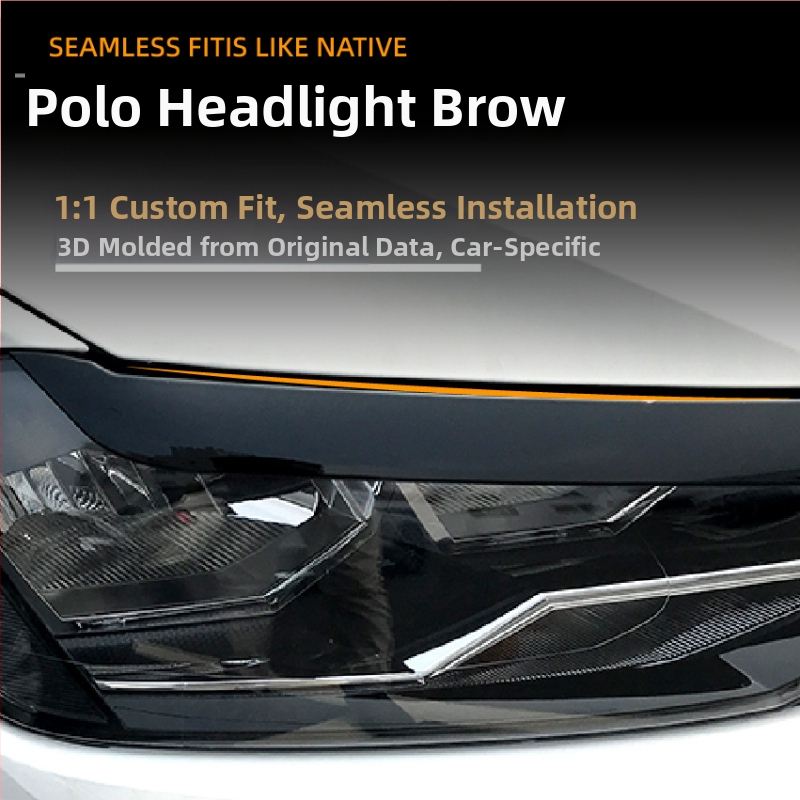 ABS predné očné obočie nálepky pre Volkswagen Polo Mk6 2019+, značka AMP-Z, prispôsobiteľný vonkajší vzhľad