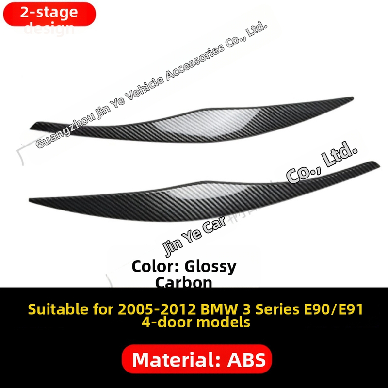 BMW 3. séria E90/E91 2005-2012 Predné svetlo obočie dekoratívna nálepka, ABS, karbonový vzor