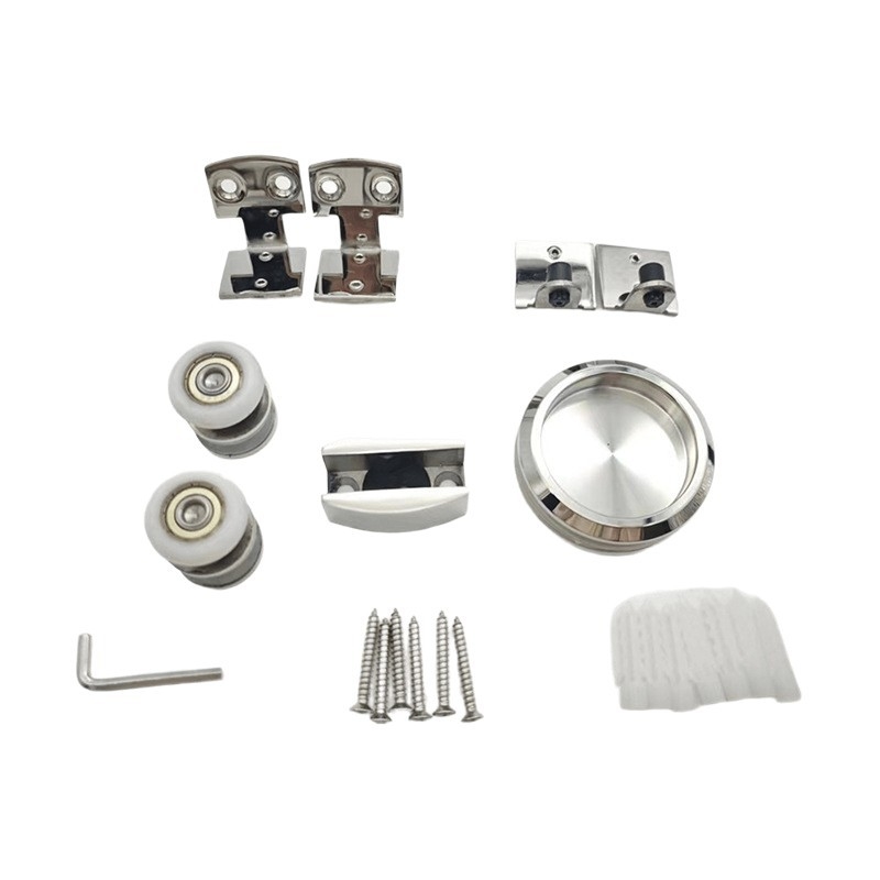 Set role ușă de duș din sticlă – oțel inoxidabil 304, model QY-007, sarcină 60 kg, stil modern minimalist