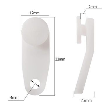 Set kotačića i kuka za bočno ugradnju tračnice zavjesa, kvadratna tračnica, 50 kom, PP materijal, moderan minimalistički stil