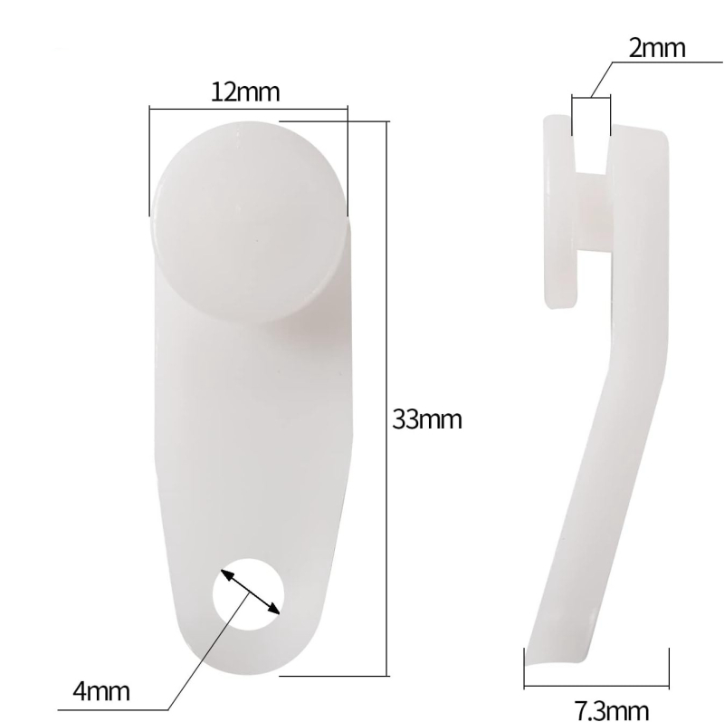 Set kotačića i kuka za bočno ugradnju tračnice zavjesa, kvadratna tračnica, 50 kom, PP materijal, moderan minimalistički stil