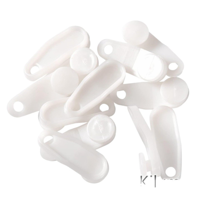 Set kotačića i kuka za bočno ugradnju tračnice zavjesa, kvadratna tračnica, 50 kom, PP materijal, moderan minimalistički stil