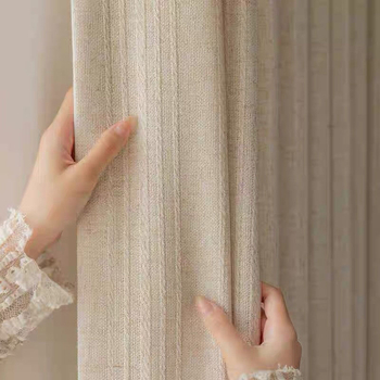 Fusu umjetničke lanene zavjese – vintage stil, japanski krem ton, tkanina i prozirna mreža, vrhunska prozirnost