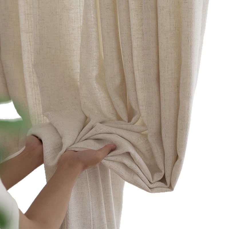 Fusu umjetničke lanene zavjese – vintage stil, japanski krem ton, tkanina i prozirna mreža, vrhunska prozirnost