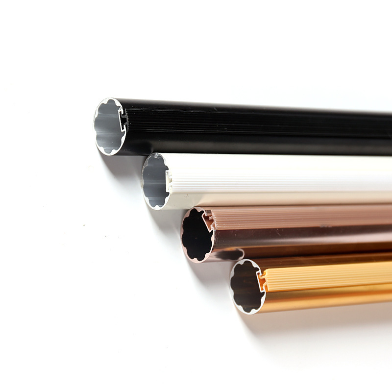 Alumíniumötvözetű római rúd függönyökhöz, modell 28#, díszes tartófej gyűrűvel, alkalmas minden függönytípushoz, márka Ruida Window Decoration