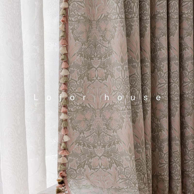 Jacquard zavjesna tkanina, floralni uzorak, poliester, francuski stil, zatamnjenje 71–90%