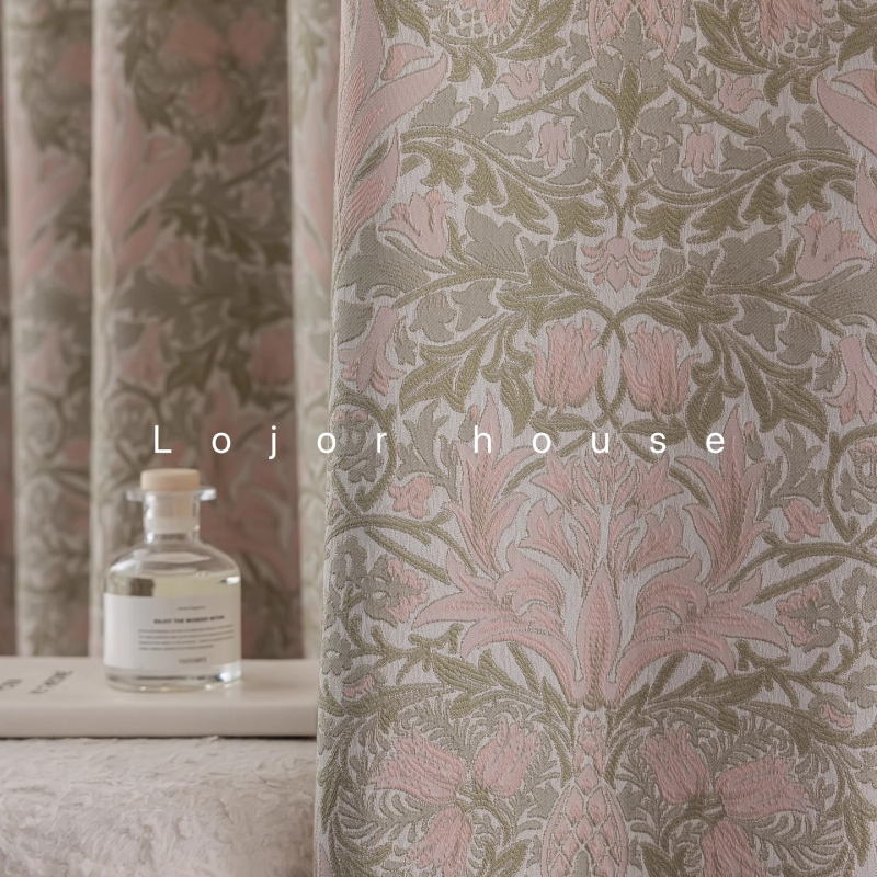 Jacquard zavjesna tkanina, floralni uzorak, poliester, francuski stil, zatamnjenje 71–90%