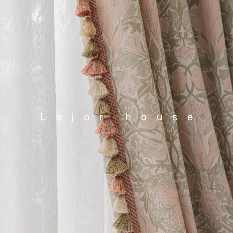 Jacquard zavjesna tkanina, floralni uzorak, poliester, francuski stil, zatamnjenje 71–90%