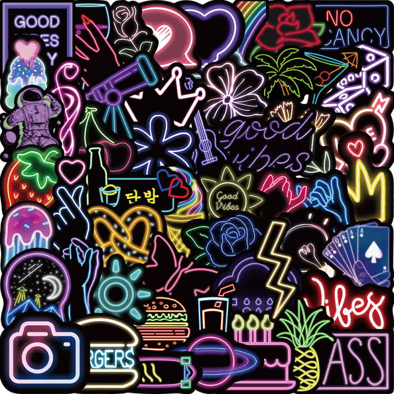 Graffiti naljepnica - Novi crtani neon stil; snažno prianjanje; pogodno za glatke površine poput bilježnica, gitara i prtljage.
