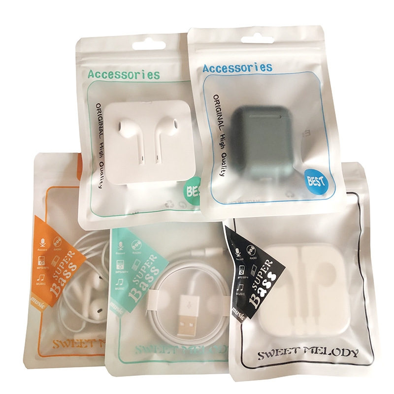 Mobiltelefon kiegészítők csomagoló taskája, univerzális, önzáró, matt átlátszó adatkábel zacskó, zárási hossz 3 cm, márka Shunyu