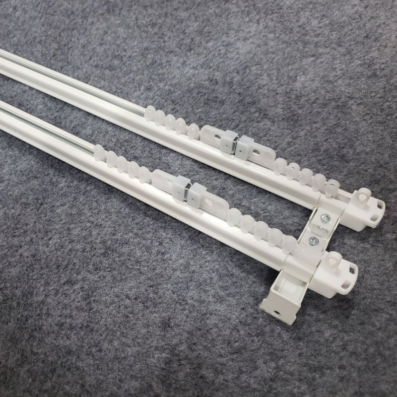 Izvlačna šina za zavjese, bijela, aluminijska legura, širina 22 mm, za montažu na strop ili sa strane, s nano kliznim vodilom