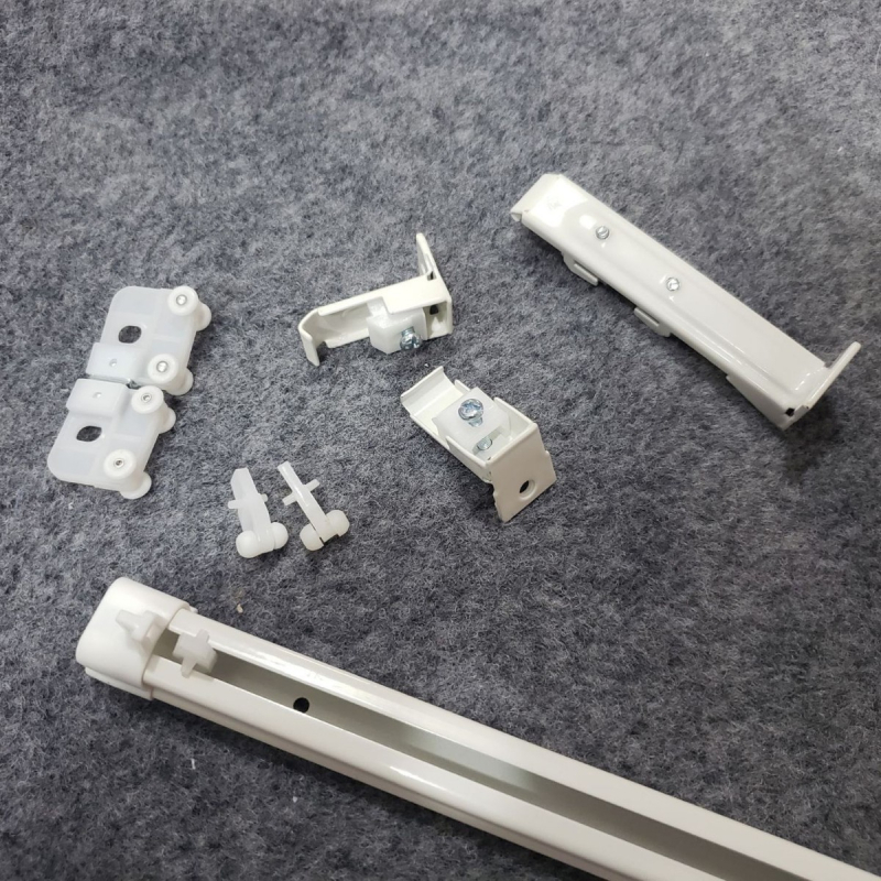 Izvlačna šina za zavjese, bijela, aluminijska legura, širina 22 mm, za montažu na strop ili sa strane, s nano kliznim vodilom