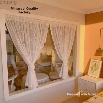 Dverová záves s francúzskou čipkou, bavlnený vlákno, typ dverovej závesy: koža-bavlna, značka Zhuanhe – vzor rastlín a kvetov, svetlo prechádza, nie priehľadné