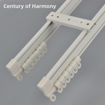 Deyu WL75-2 Șină pentru draperii din aliaj de aluminiu – Aliaj de aluminiu de înaltă rezistență, șină curbată în formă U și L, funcționare silențioasă, include capac, rotiță, suport și șurub