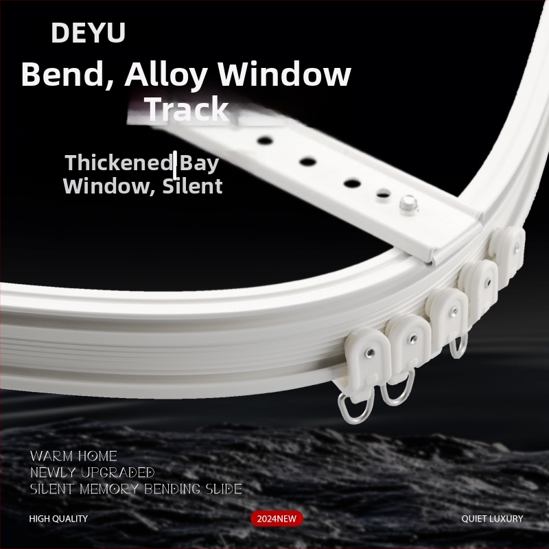 Deyu WL75-2 Șină pentru draperii din aliaj de aluminiu – Aliaj de aluminiu de înaltă rezistență, șină curbată în formă U și L, funcționare silențioasă, include capac, rotiță, suport și șurub
