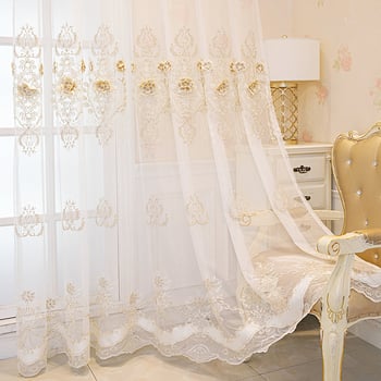 Europski stil luksuzna izšivana tkanina za zatamnjivanje zavjese od poliestera za dnevnu sobu, spavaću sobu i prozore tipa bay window