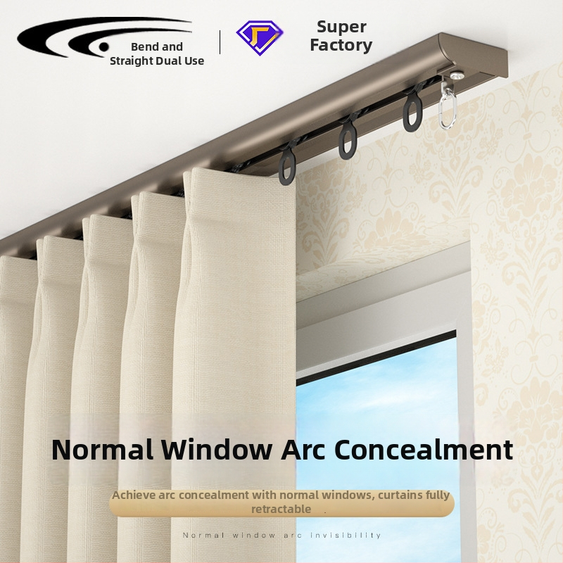 405 oblúková neviditeľná koľajnica na závesy — hliníková zliatina — model 405 — značka Curved Trails — moderný minimalistický štýl