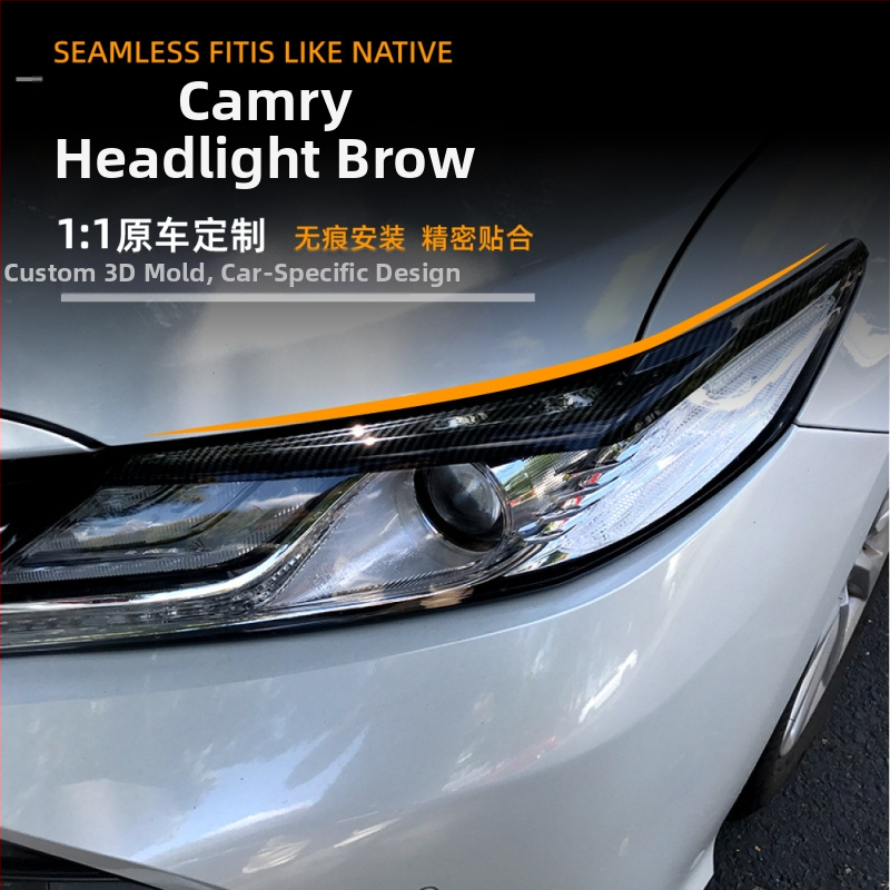 Dekoratív samolepky okolo svetlometov pre Toyota Camry 2018+; ABS materiál; prispôsobenie k dispozícii; AMP-Z