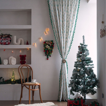 Κουρτίνα παραθύρου από βαμβανο-λινό με εκτύπωση, ημιδιαπερατότητα 40–70%, αμερικανικό στυλ, για τραπεζαρία και εμπορικούς χώρους