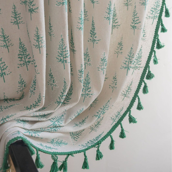 Κουρτίνα παραθύρου από βαμβανο-λινό με εκτύπωση, ημιδιαπερατότητα 40–70%, αμερικανικό στυλ, για τραπεζαρία και εμπορικούς χώρους