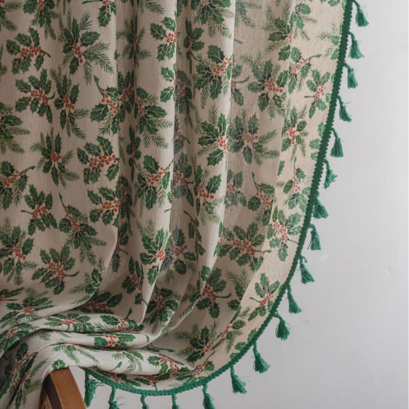 Κουρτίνα παραθύρου, μείγμα βαμβάκι-λινάρι 90% περιεκτικότητα, Εκτύπωση, Αμερικανικού στυλ, για τραπεζαρία και εμπορικούς χώρους, Ημιδιαπερατή 40-70%