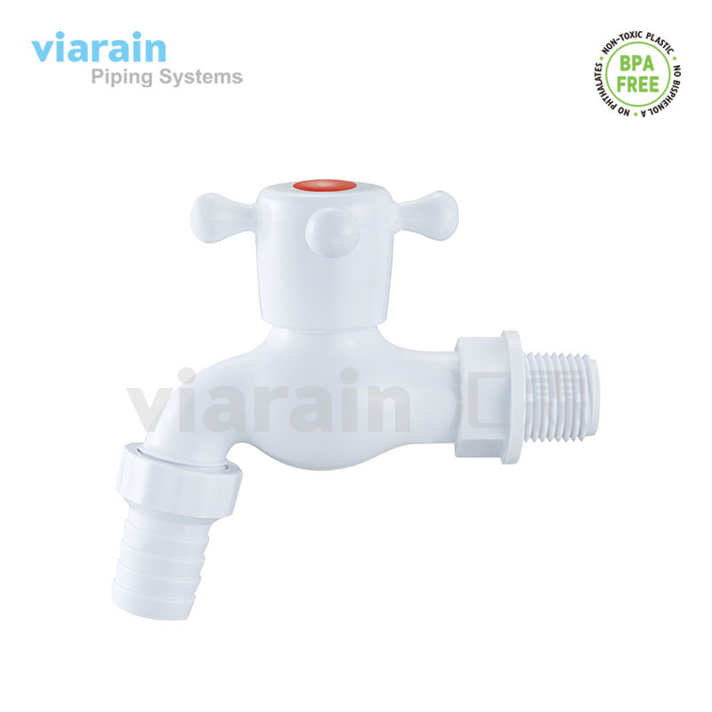 X8021 műanyag falra szerelt vízcsap, bemeneti/kimeneti átmérő 15–30 mm, -5 °C-tól 75 °C-ig terjedő működési hőmérséklet