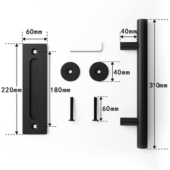 Okružna ručka za unutarnja klizna vrata (barn door), dvostrano skriveni vučni mehanizam, model SJ-L001, SJIAN/Senjian, materijal: ugljična čelika/aluminij, površinska obrada: sprej plastika