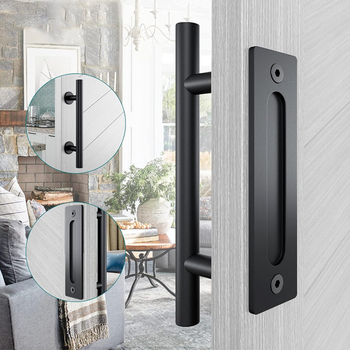 Okružna ručka za unutarnja klizna vrata (barn door), dvostrano skriveni vučni mehanizam, model SJ-L001, SJIAN/Senjian, materijal: ugljična čelika/aluminij, površinska obrada: sprej plastika