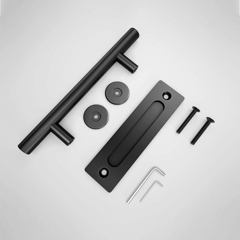 Okružna ručka za unutarnja klizna vrata (barn door), dvostrano skriveni vučni mehanizam, model SJ-L001, SJIAN/Senjian, materijal: ugljična čelika/aluminij, površinska obrada: sprej plastika