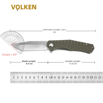 Woden сгъваем нож за оцеляване на открито с керамичен шариков лагер, лез 8.9 см, 9CR13 стомана, бързо отваряне