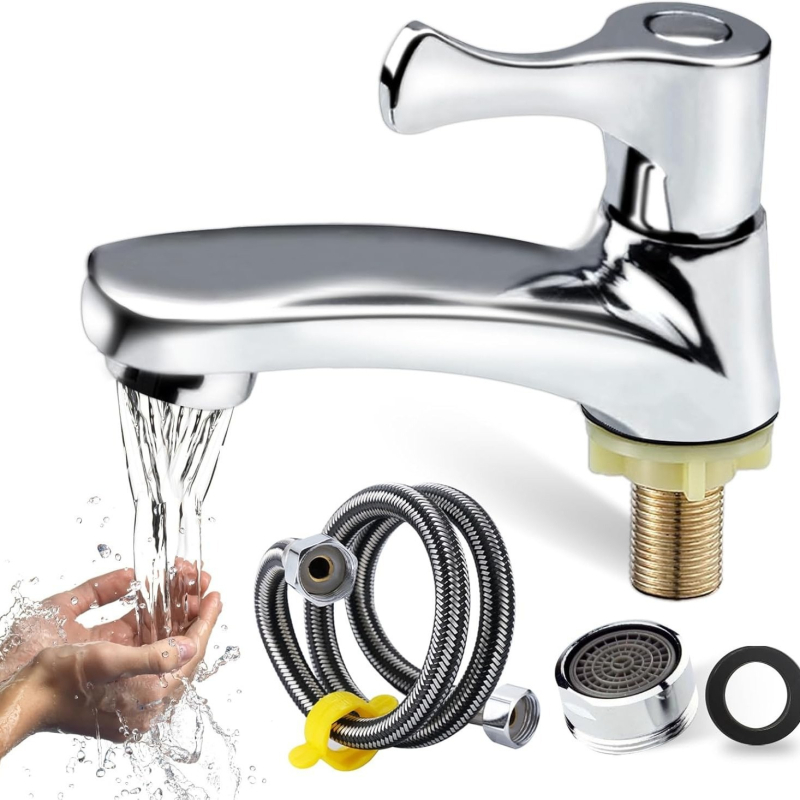 Stolna slavina za umivaonik, tijelo od cinka legure, ventil s bakrenim jezgrom, 15 mm ulaz/izlaz, otvaranje ključem