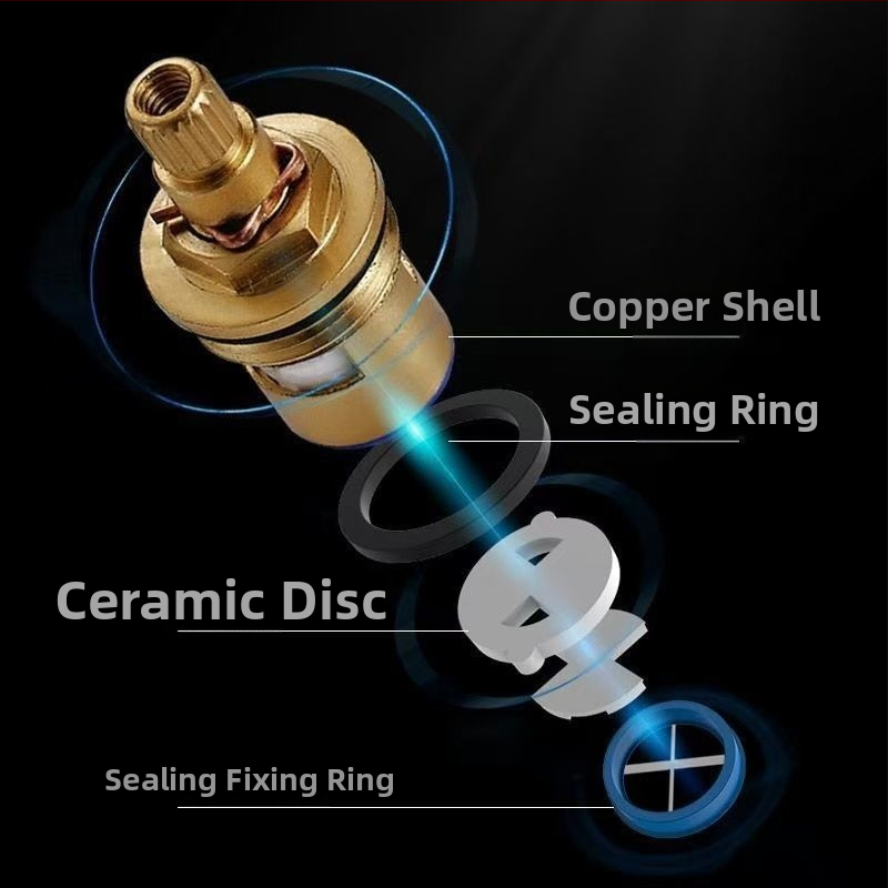 Cartuș universal de robinet, din Cu, cartuș ceramic cu deschidere rapidă, supapă triunghiulară pentru apă fierbinte și rece