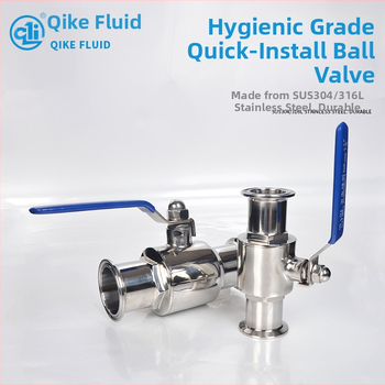 Chico Fluid sanitarni kuglasti ventil, tijelo od 304 SS, brzo otvaranje uz spoj s klipom, za vodu