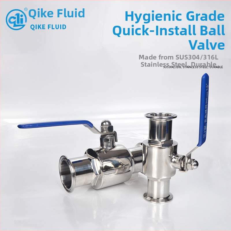 Chico Fluid sanitarni kuglasti ventil, tijelo od 304 SS, brzo otvaranje uz spoj s klipom, za vodu