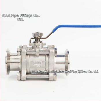 304 nehrđajući čelik trodjelni kuglasti ventil, stezalnog tipa, ručni, pravocrtni tok, puna prohodnost