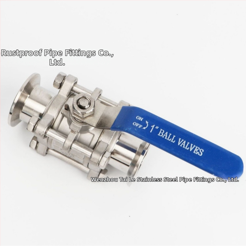 304 nehrđajući čelik trodjelni kuglasti ventil, stezalnog tipa, ručni, pravocrtni tok, puna prohodnost