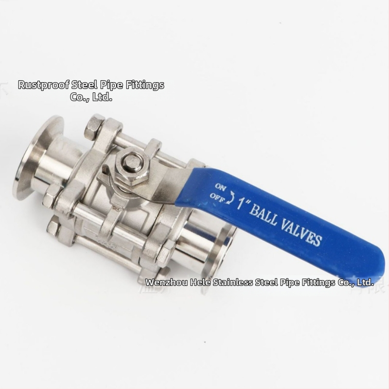 304 nehrđajući čelik trodjelni kuglasti ventil, stezalnog tipa, ručni, pravocrtni tok, puna prohodnost