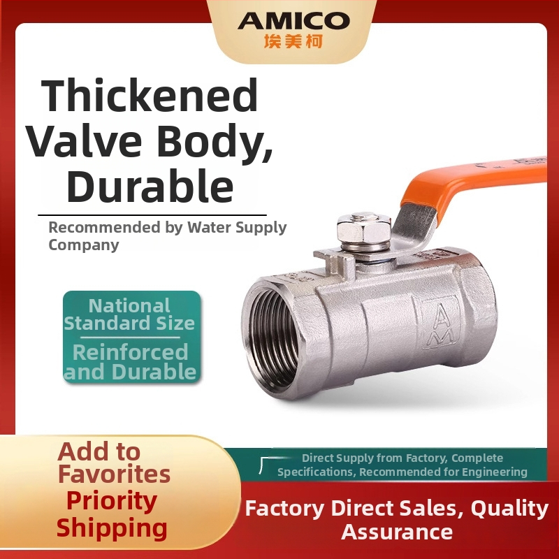 Amico 8255 Guľový ventil z nehrdzavejúcej ocele 304, jednodielny, vnútorný závit, -20°C až 150°C, 40 kg